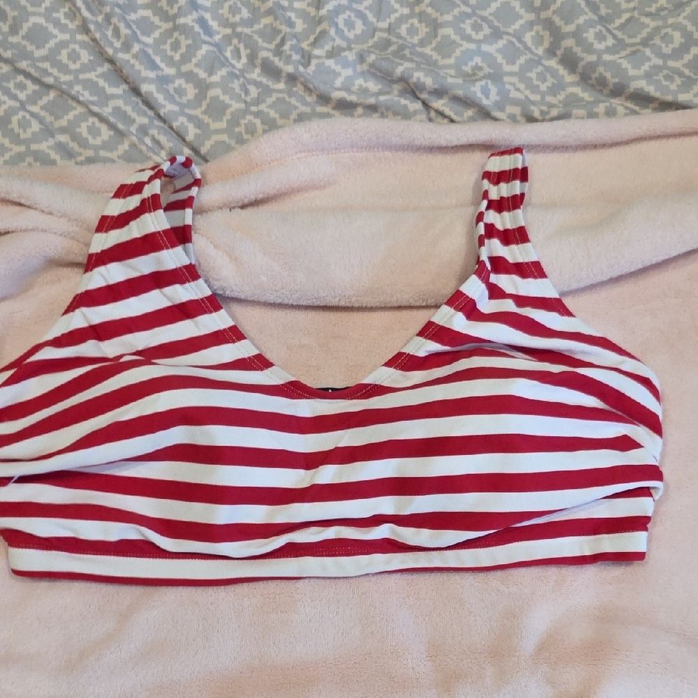 Ava & Viv Red and White Star Fringe Top